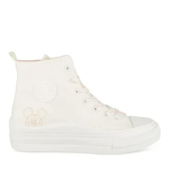 Baskets Montante BLANC Femme Motif Uni Lacets