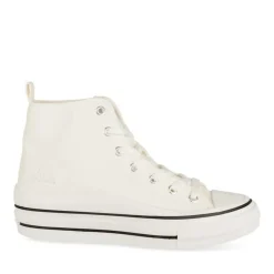 Baskets Montante BLANC Femme Motif Uni Lacets