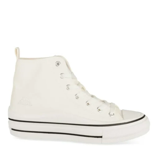 Baskets Montante BLANC Femme Motif Uni Lacets