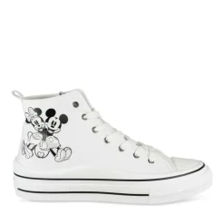 Baskets Montante BLANC Femme Motif Animal Lacets