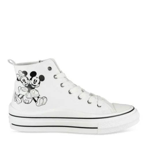 Baskets Montante BLANC Femme Motif Animal Lacets