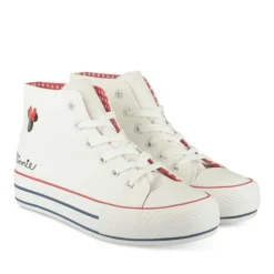 Baskets Montante BLANC Femme Motif Uni Lacets