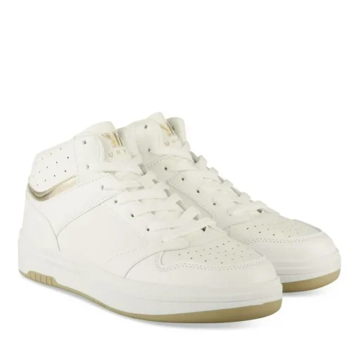 Baskets Montante BLANC Femme Motif Uni Lacets