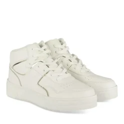 Baskets Montante BLANC Femme Motif Uni Lacets