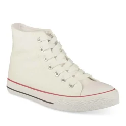 Baskets Montante BLANC Femme Motif Uni Lacets