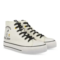 Baskets Montante BLANC Femme Motif Uni Lacets