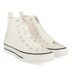 Baskets Montante BLANC Femme Motif Uni Lacets