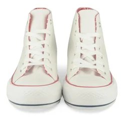 Baskets Montante BLANC Femme Motif Uni Lacets