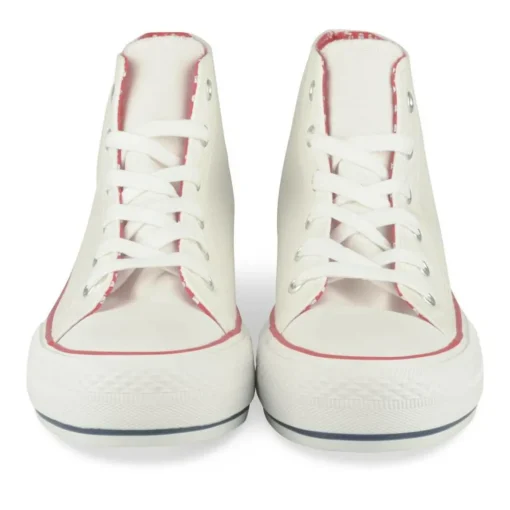 Baskets Montante BLANC Femme Motif Uni Lacets