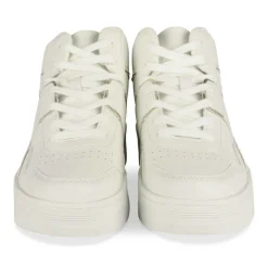 Baskets Montante BLANC Femme Motif Uni Lacets