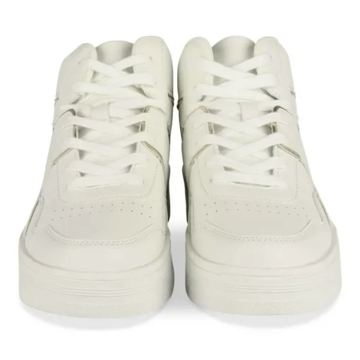 Baskets Montante BLANC Femme Motif Uni Lacets
