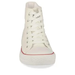 Baskets Montante BLANC Femme Motif Uni Lacets