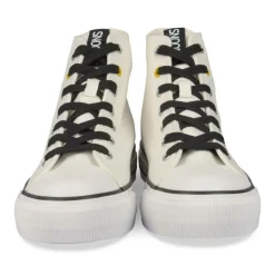 Baskets Montante BLANC Femme Motif Uni Lacets