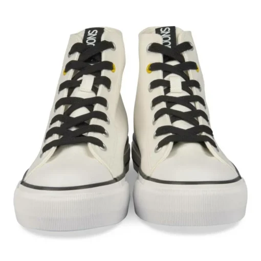 Baskets Montante BLANC Femme Motif Uni Lacets