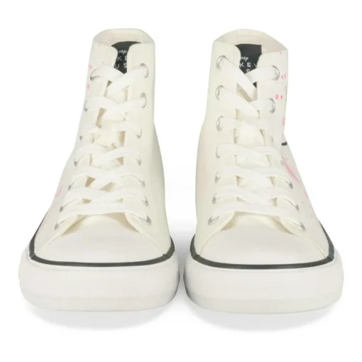 Baskets Montante BLANC Femme Motif Uni A Enfiler