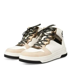 Baskets Montante BLANC Femme Motif Uni Lacets