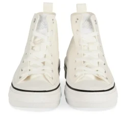 Baskets Montante BLANC Femme Motif Uni Lacets