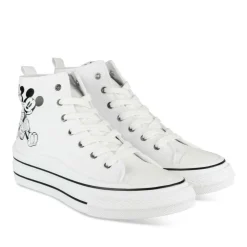 Baskets Montante BLANC Femme Motif Animal Lacets