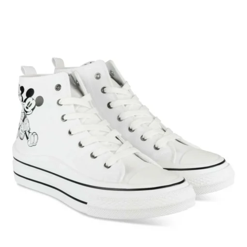 Baskets Montante BLANC Femme Motif Animal Lacets