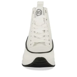 Baskets Montante BLANC Femme Motif Uni Lacets
