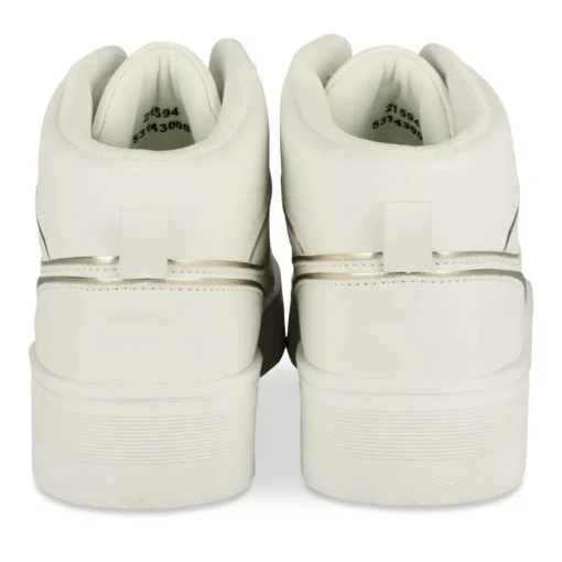 Baskets Montante BLANC Femme Motif Uni Lacets