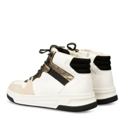 Baskets Montante BLANC Femme Motif Uni Lacets