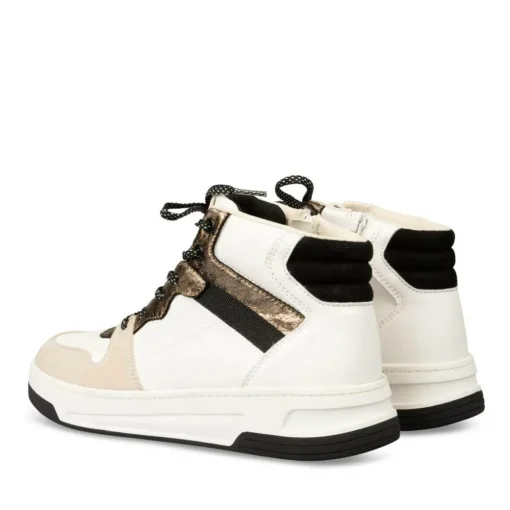 Baskets Montante BLANC Femme Motif Uni Lacets