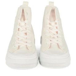 Baskets Montante BLANC Femme Motif Uni Lacets
