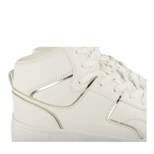 Baskets Montante BLANC Femme Motif Uni Lacets