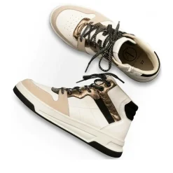 Baskets Montante BLANC Femme Motif Uni Lacets
