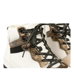 Baskets Montante BLANC Femme Motif Uni Lacets