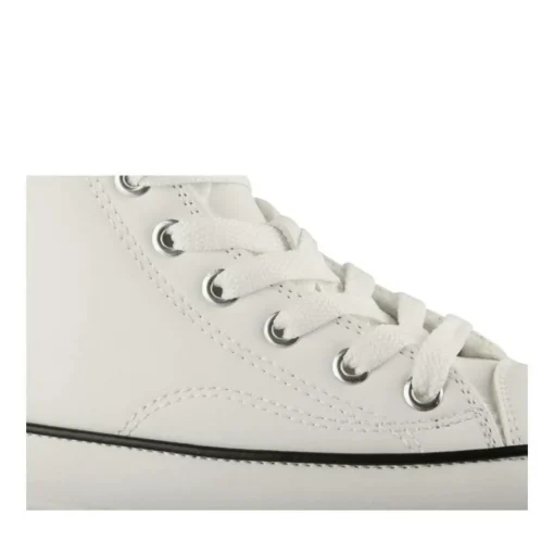 Baskets Montante BLANC Femme Motif Uni Lacets