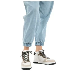 Baskets Montante BLANC Femme Motif Uni Lacets