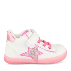 Baskets Montante BLANC Fille Motif Etoiles Scratch