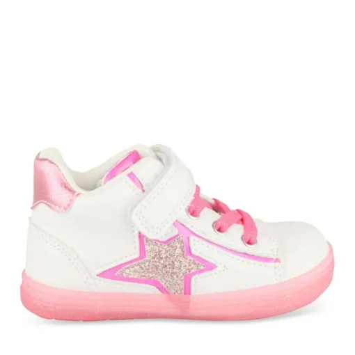 Baskets Montante BLANC Fille Motif Etoiles Scratch