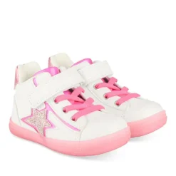 Baskets Montante BLANC Fille Motif Etoiles Scratch