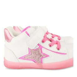 Baskets Montante BLANC Fille Motif Etoiles Scratch