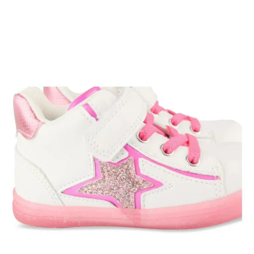 Baskets Montante BLANC Fille Motif Etoiles Scratch
