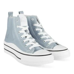 Baskets Montante BLEU Femme Motif Uni Lacets
