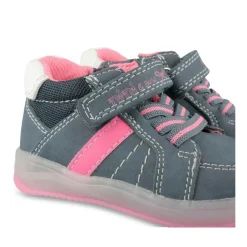 Baskets Montante BLEU Fille Motif Rayures Scratch
