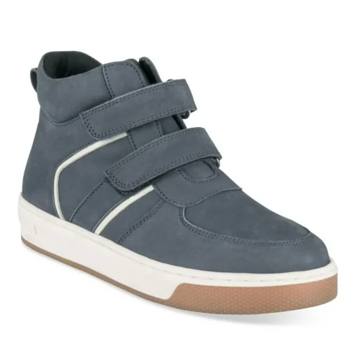 Baskets Montante BLEU Garçon CUIR Motif Uni Scratch