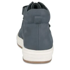 Baskets Montante BLEU Garçon CUIR Motif Uni Scratch