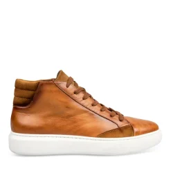 Baskets Montante COGNAC Homme CUIR Motif Uni Lacets