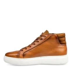 Baskets Montante COGNAC Homme CUIR Motif Uni Lacets