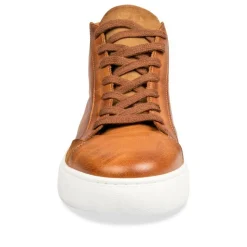 Baskets Montante COGNAC Homme CUIR Motif Uni Lacets