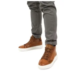 Baskets Montante COGNAC Homme CUIR Motif Uni Lacets