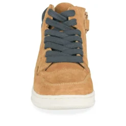 Baskets Montante JAUNE Garçon CUIR Motif Uni Lacets