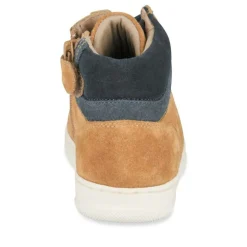 Baskets Montante JAUNE Garçon CUIR Motif Uni Lacets