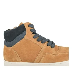 Baskets Montante JAUNE Garçon CUIR Motif Uni Lacets