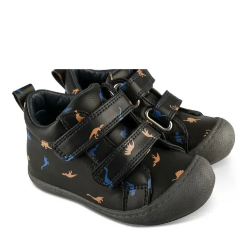 Baskets Montante MARINE Garçon Motif Dinosaure Scratch